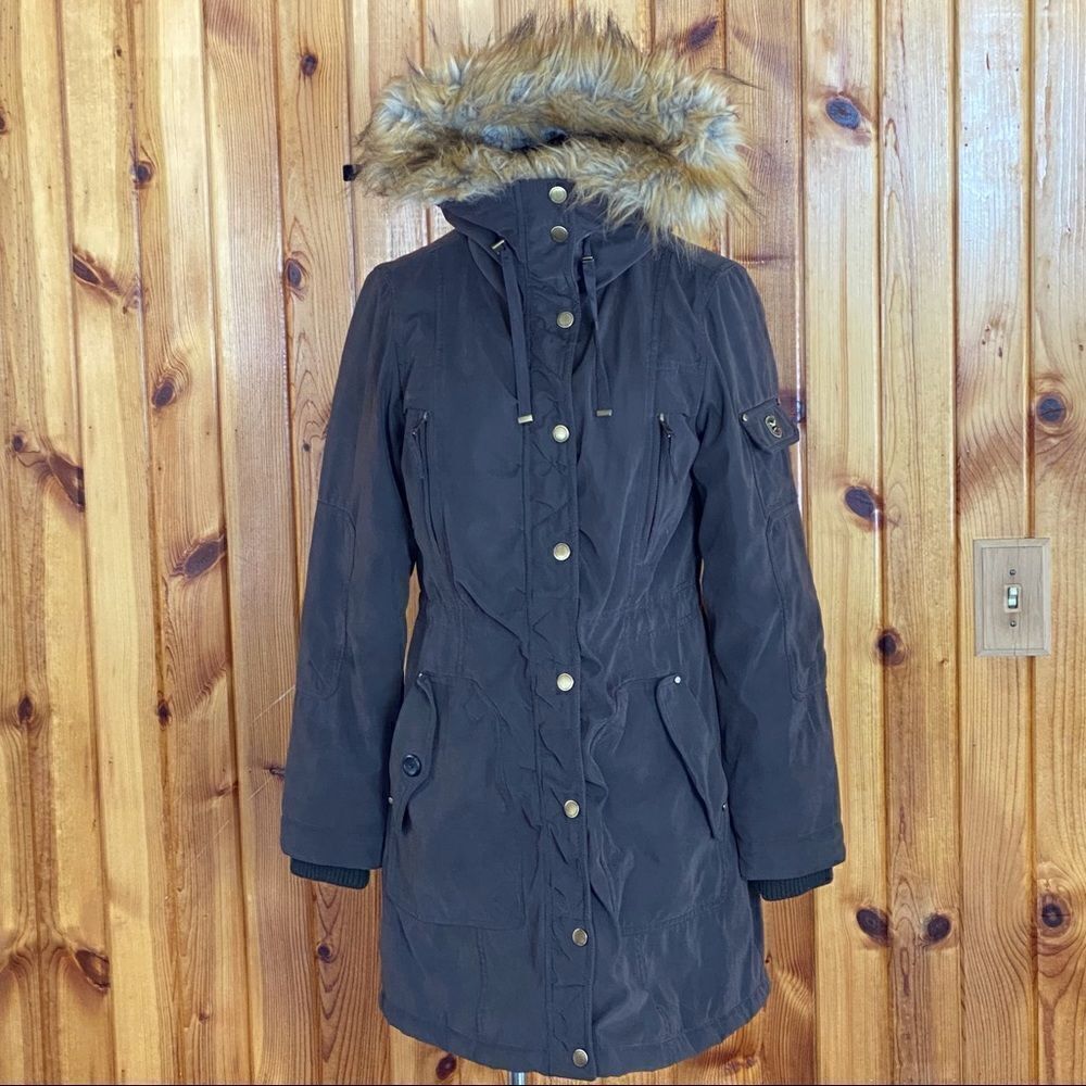 1 Madison Expedition Hooded Brown Coat Size Small